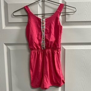 Jenna & Jessie Pink Romper - Size 7 - GUC